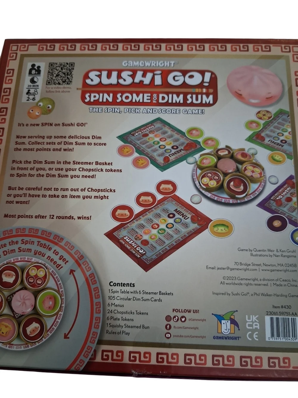 Sushi Go! Spin Some for Dim Sum Board Game - Red/White